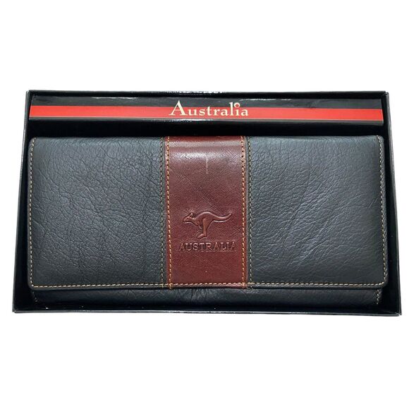 Australian Genuine Leather Black & Brown Women’s‎ Wallet Kangaroo New In Box - Picture 1 of 6